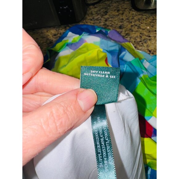 Lauren Ralph Lauren Pleated Halter Dress Abstract Multicolor Retro Party Size 12 - Picture 8 of 10